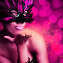 single beautiful woman in carnival mask